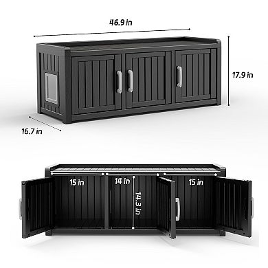 Resin Cat House Enclosure Space-Saving Hidden for Small Spaces, Home Corners
