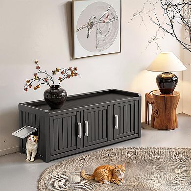 Resin Cat House Enclosure Space-Saving Hidden for Small Spaces, Home Corners