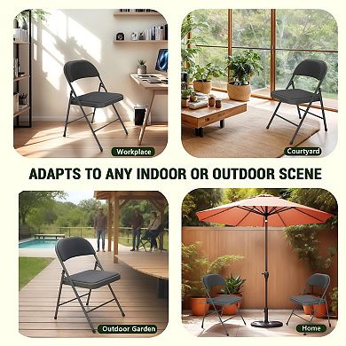 Folding Chair 4 Pack Comfy PU Leather Padded Folding Chairs for Outside and Indoor