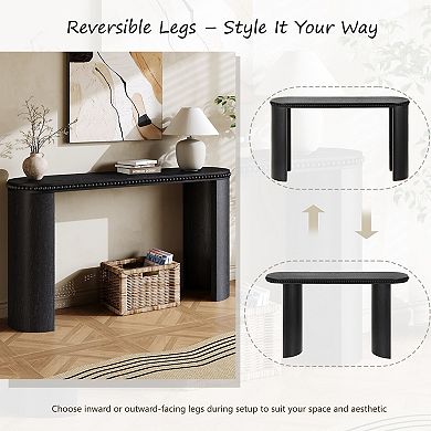 Vintage Console Table Entryway Accent Table with Beaded Trim
