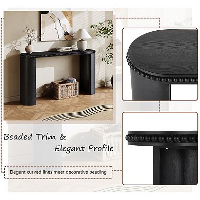 Vintage Console Table Entryway Accent Table with Beaded Trim