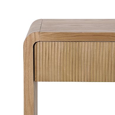 3 Drawer Round Edge Design Console Table with Vertical Slats