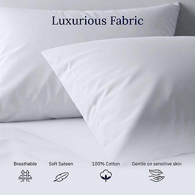 California Design Den 100% Cotton Striped Pillow Cases Set of 2 - Soft 400 Thread Count Sateen