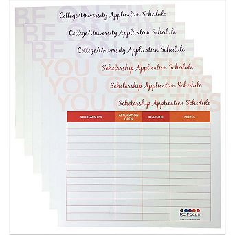 RE-FOCUS THE CREATIVE OFFICE College/University & Scholarship Timeline/Organizer/Planner, 6 count