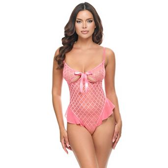 Women's Oh La La Cheri Aubrielle Teddy with Ruffle Hem & Cut-Out Design 51-12047