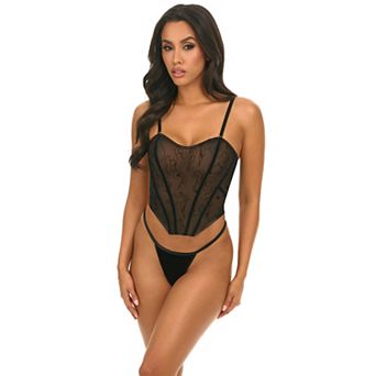 Women's Oh La La Cheri Paris Sheer Velvet Bustier Teddy 61-11976