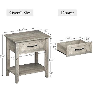 Modern Nightstand End Table Side Table with Storage Drawer for Bedroom,Living Room,2pc Grey
