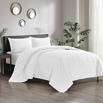 Pointehaven Oversized Diamond Design Velvet Quilt Set