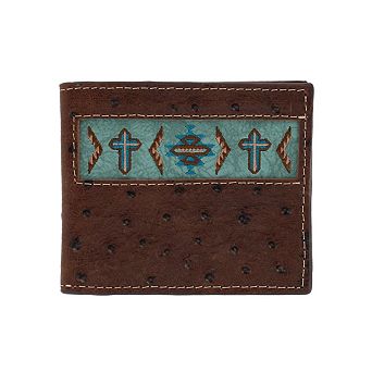 Roper Men's Leather Southwest Cross Print Bifold Wallet