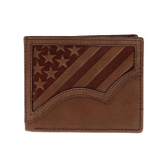 Roper Men's Leather USA Flag Embossed Bifold Wallet
