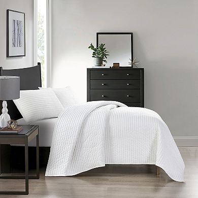 Pointehaven Oversized Channel Design Velvet Quilt Set