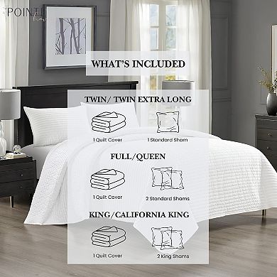 Pointehaven Oversized Channel Design Velvet Quilt Set