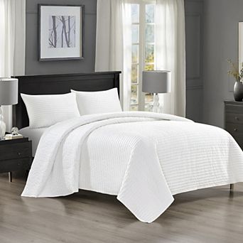 Pointehaven Oversized Channel Design Velvet Quilt Set