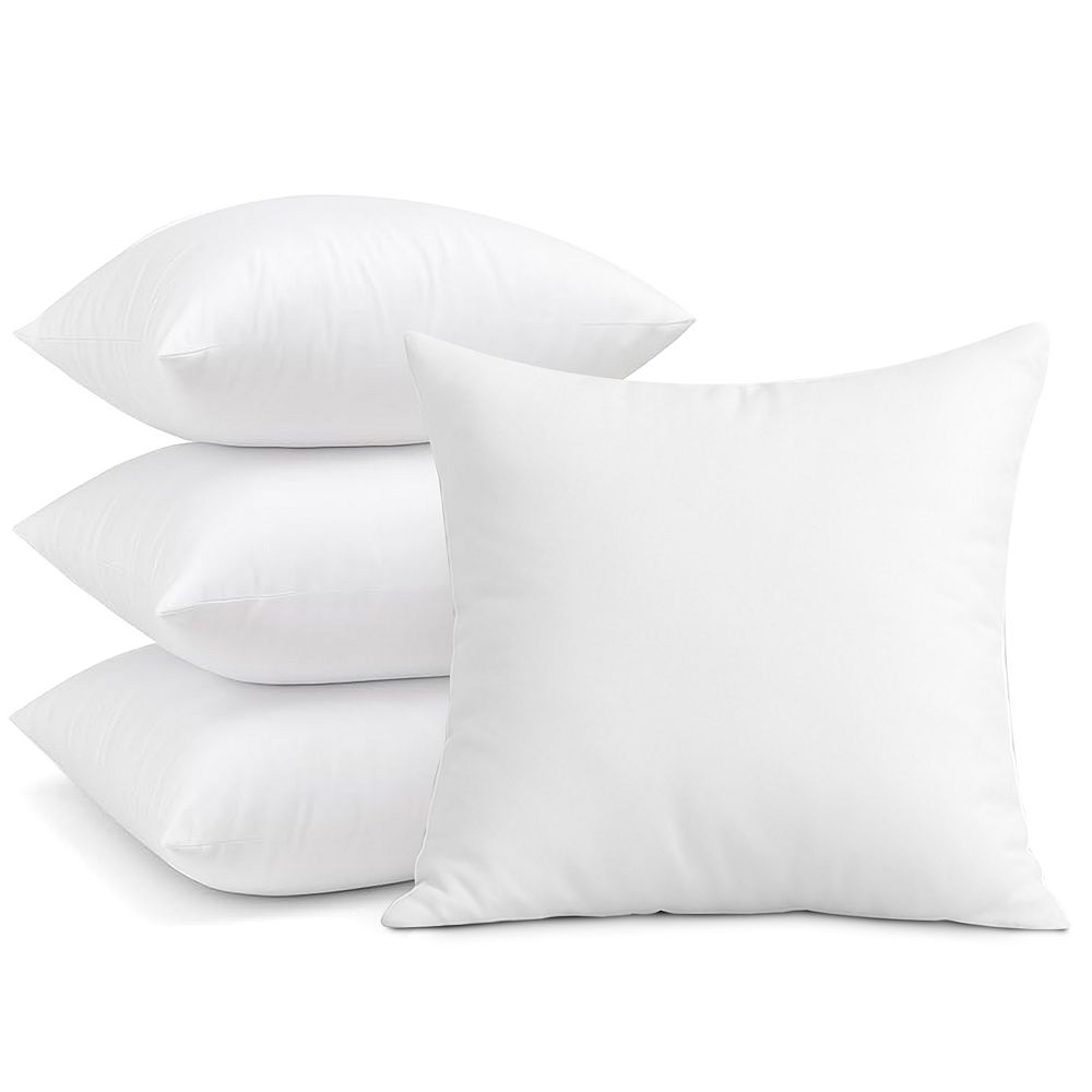 Decorative Throw Pillow Pack of 4 Microfiber Luxurious Soft White Cushions for Home Garden Patio - 18X18