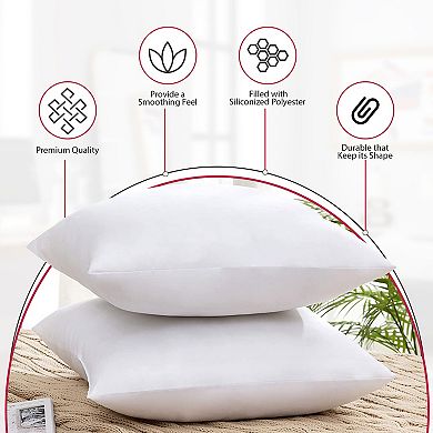 Decorative Throw Pillow Pack of 4 Microfiber Luxurious Soft White Cushions for Home Garden Patio