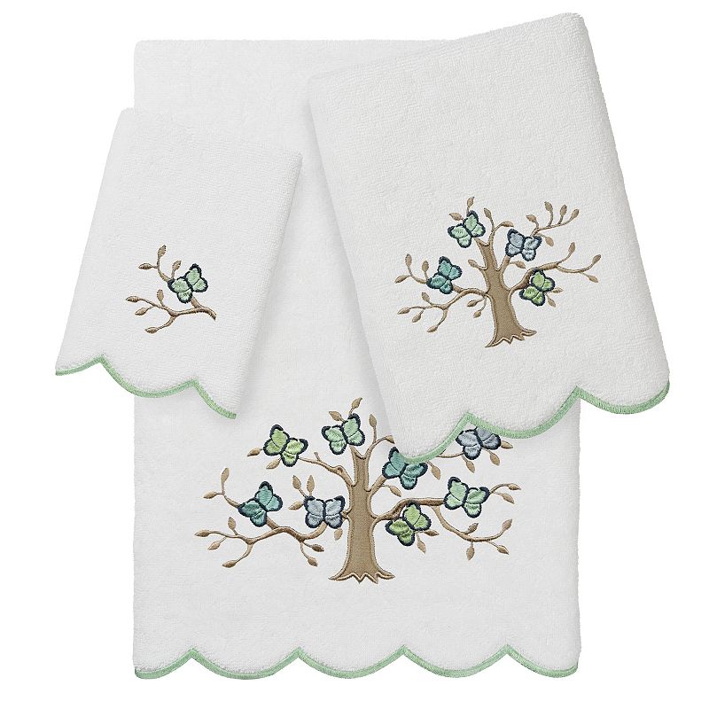 Linum Home Textiles Scallop Embellished Towel, White Green