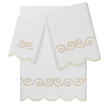 Linum Home Textiles SYMMETRA Scallop Embellished Bath Towel, Hand Towel, or Fingertip Towel