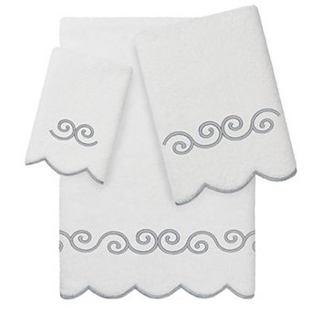 Linum Home Textiles SYMMETRA Scallop Embellished Bath Towel, Hand Towel, or Fingertip Towel