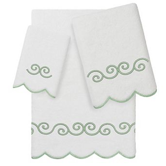 Linum Home Textiles SYMMETRA Scallop Embellished Bath Towel, Hand Towel, or Fingertip Towel