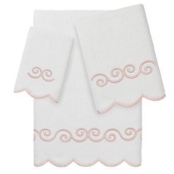Linum Home Textiles SYMMETRA Scallop Embellished Bath Towel, Hand Towel, or Fingertip Towel