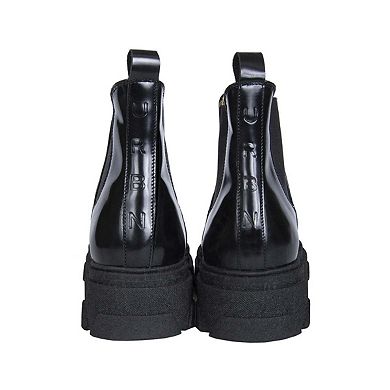 Women's Chelsea Shinny Black Leather Boots By URBNKICKS