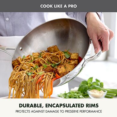 GreenPan Valencia Pro Stainless Steel 12-Inch Wok with Lid