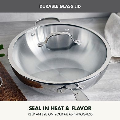 GreenPan Valencia Pro Stainless Steel 12-Inch Wok with Lid