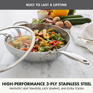 GreenPan Valencia Pro Stainless Steel 12-Inch Wok with Lid