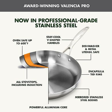 GreenPan Valencia Pro Stainless Steel Uncoated 2-Pc. Frypan Set
