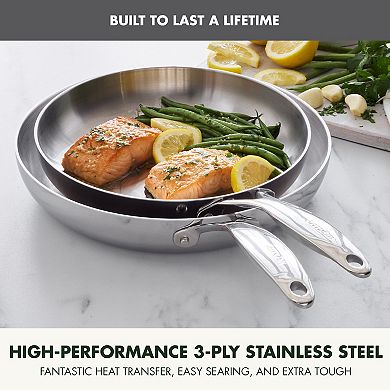GreenPan Valencia Pro Stainless Steel Uncoated 2-Pc. Frypan Set