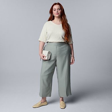Plus Size Simply Vera Vera Wang Relaxed Linen Pull-On Pants