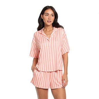 Women's Lilac+London Printed 2 pc Pajama Top & Pajama Shorts Set