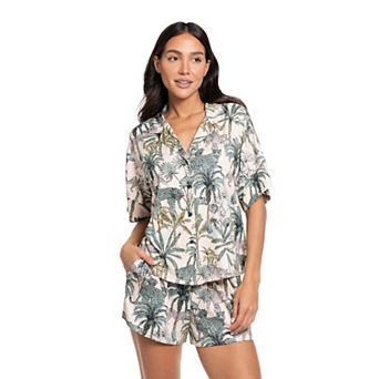 Women's Lilac+London Printed 2 pc Pajama Top & Pajama Shorts Set