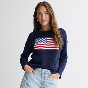 Women's Jollidays American Flag Open Knit Sweater
