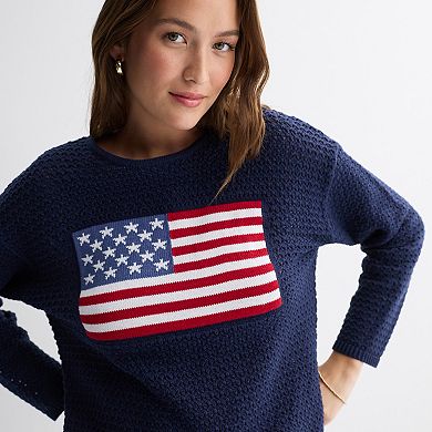 Women's Jollidays American Flag Open Knit Sweater