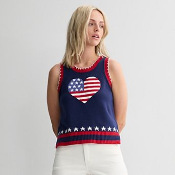 Women's Jollidays American Flag Heart Tank Top