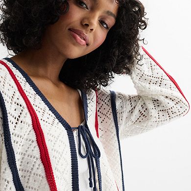 Women's Jollidays Americana Tie Front Cardigan Sweater