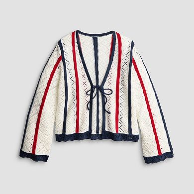 Women's Jollidays Americana Tie Front Cardigan Sweater