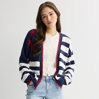 Women's Jollidays American Flag Striped Cardigan Sweater