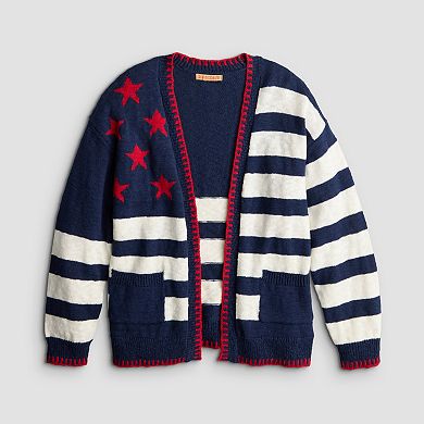 Women's Jollidays American Flag Striped Cardigan Sweater
