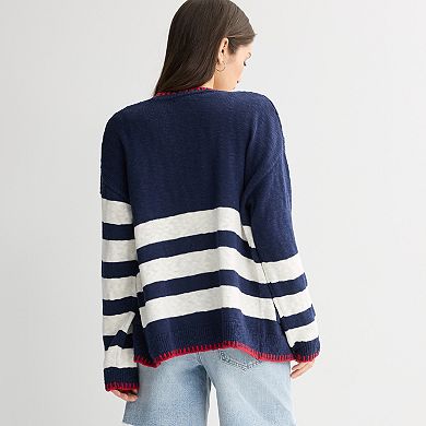 Women's Jollidays American Flag Striped Cardigan Sweater