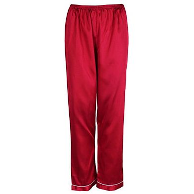 CTM Women's Satin Long Sleeve Pajama Lounge Set