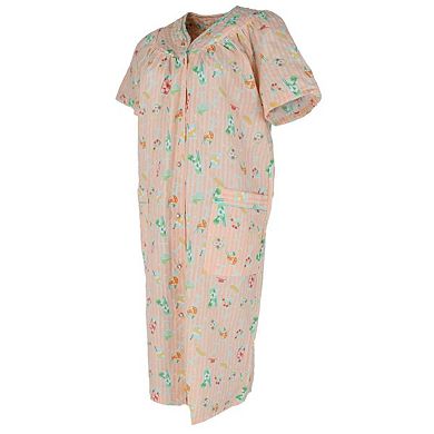 Elegant Emily Women's Woven Seeksucker Patterned Duster Gown