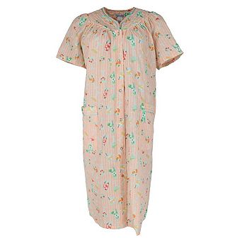 Elegant Emily Women's Woven Seeksucker Patterned Duster Gown