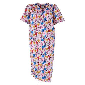 Elegant Emily Women's Woven Seeksucker Patterned Duster Gown