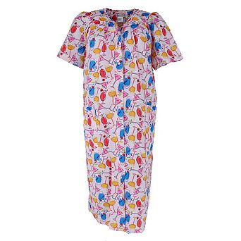 Elegant Emily Women's Woven Seeksucker Patterned Duster Gown