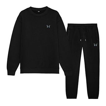 Dalix Butterfly Midweight Fleece Crewneck Sweatsuit