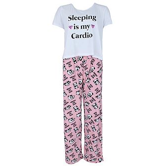 Mentally Exhausted Women's Plus Size Panda Sleeping is My Cardio Pajama Set