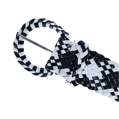 CTM Women's 1 7/8 Inch Wide Braided Plaid Belt with Matching Buckle