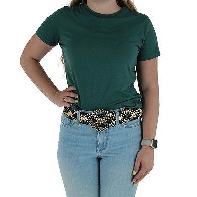CTM Women's 1 7/8 Inch Wide Braided Plaid Belt with Matching Buckle
